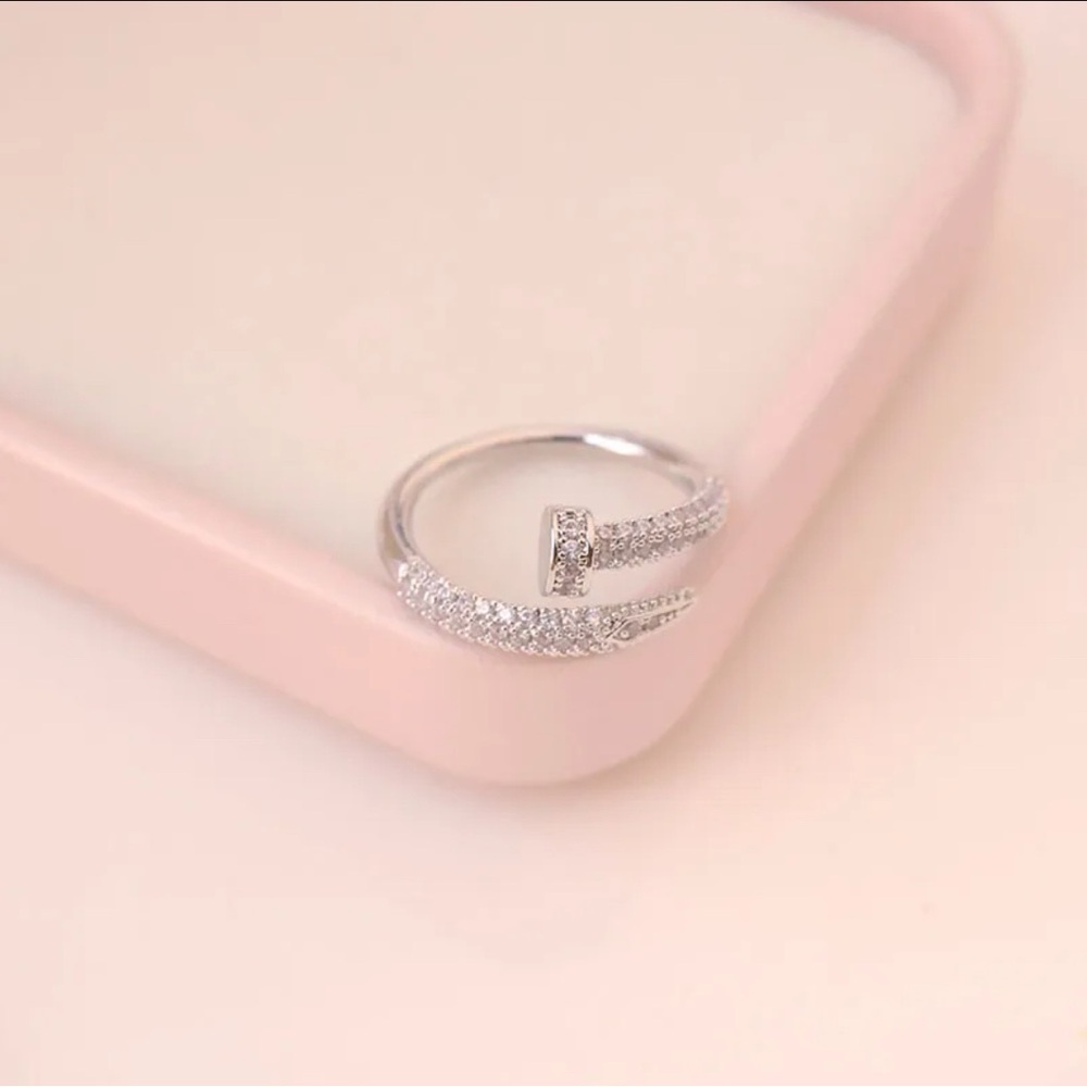 3 FOR $15 Elegant Gold Plated Nail Zircon Open Ring | Silver Women's Ring